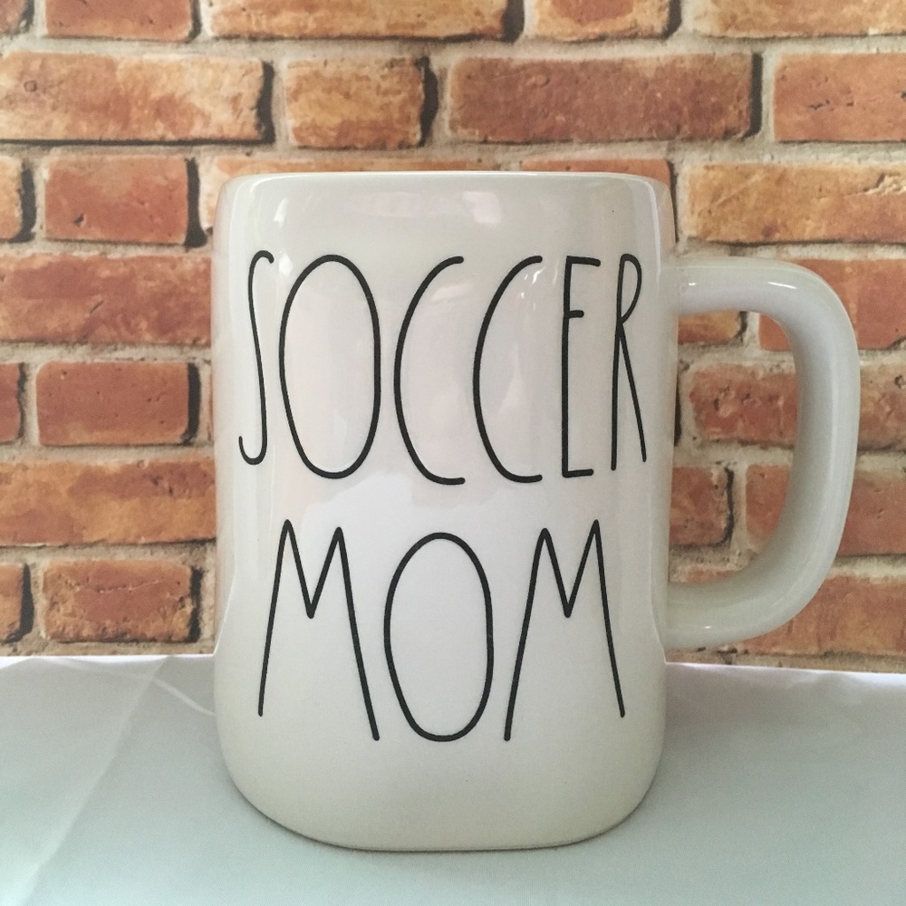 NEW Rae Dunn By Magenta White SOCCER MOM Logo Decorative Coffee Drink Mug
